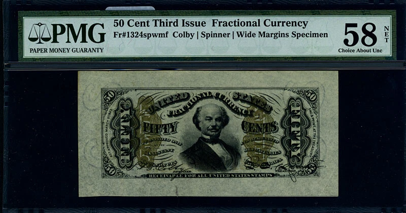 FR. 1324 sp 50 c. 3rd Issue Fractional Note Wide Margin Face Choice PMG AU58 NET - Image 2 of 3