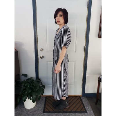 Vintage 90s Striped Button Down Shirt Dress