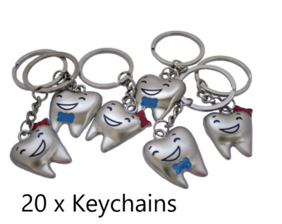 20 Keychain Teeth tooth Shape Key Chain Metal For Dentist Dental Clinic Gift kid