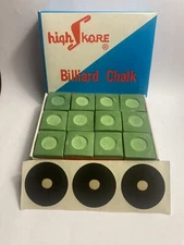 1 Dozen 12 Pieces Green Pool Billiard Chalk,Free3 Large Table Spots Cue Q Tip
