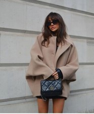 Zara New Woman Zw Short Wool Blend Coat Camel Size M-l 8353/724 8353/726