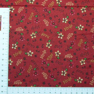 Streu Blümchen auf Rot Serie von Red Rooster Patchwork Baumwolle (0665)