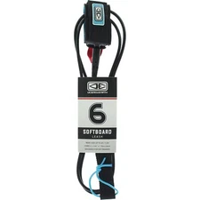 Ocean and Earth Softboard Surfboard Leash - 6' Black