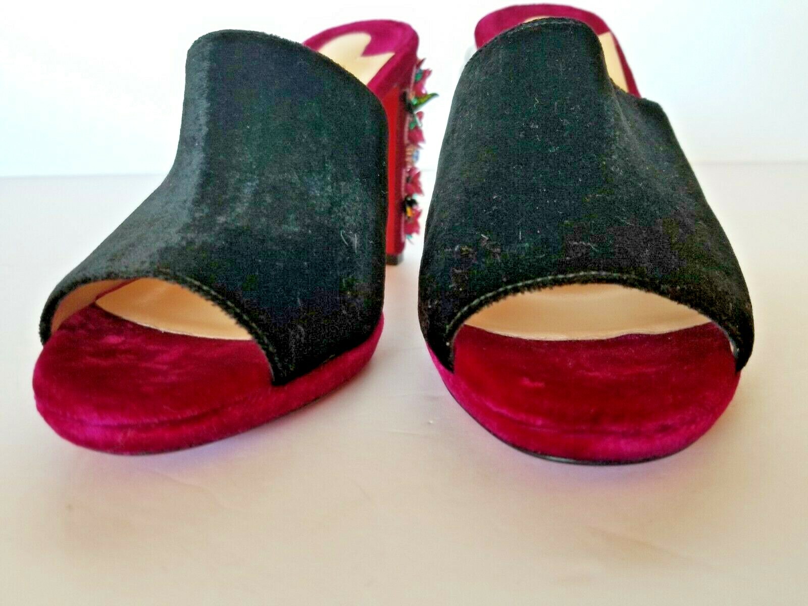 New Christian Louboutin Donaflor Velvet Platform Red Sole Slide Sandal Pump 37 image 5