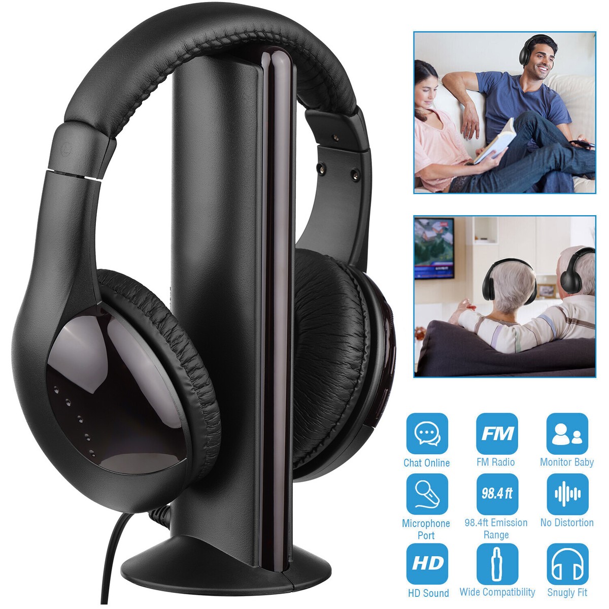 5 in 1 Wireless Headphones Over-Ear Headset for TV FM Radio 5 in 1 Wireless Headphones Over-Ear Headset for TV FM Radio