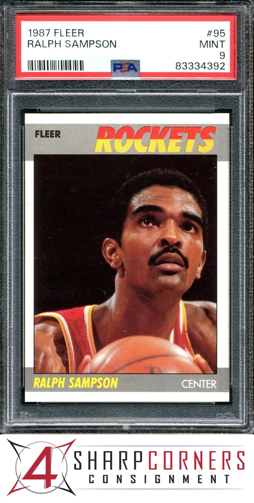 1987 FLEER #95 RALPH SAMPSON ROCKETS HOF PSA 9