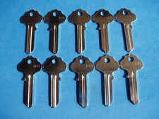 LOT OF TEN LOCKSMITH IN3 KEY BLANKS 5-PIN NICKEL CHROME PLATED MADE IN USA