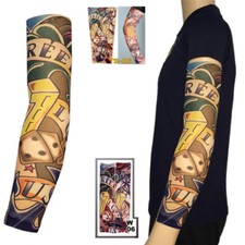 Dice & Anchor Elastic Nylon Fake Temporary Tattoo Sleeves Mens Women Arm Sleeve