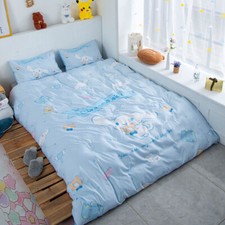 Anime Cinnamoroll Bedding Set Bed Sheet Duvet Cover Pillowcase Bed Linen 3/4 Pcs