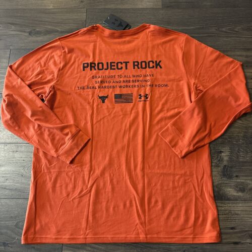 Under Armour Shirt Men's XL Project Rock LS Brahma Bull Orange Military Freedom - Picture 4 of 5