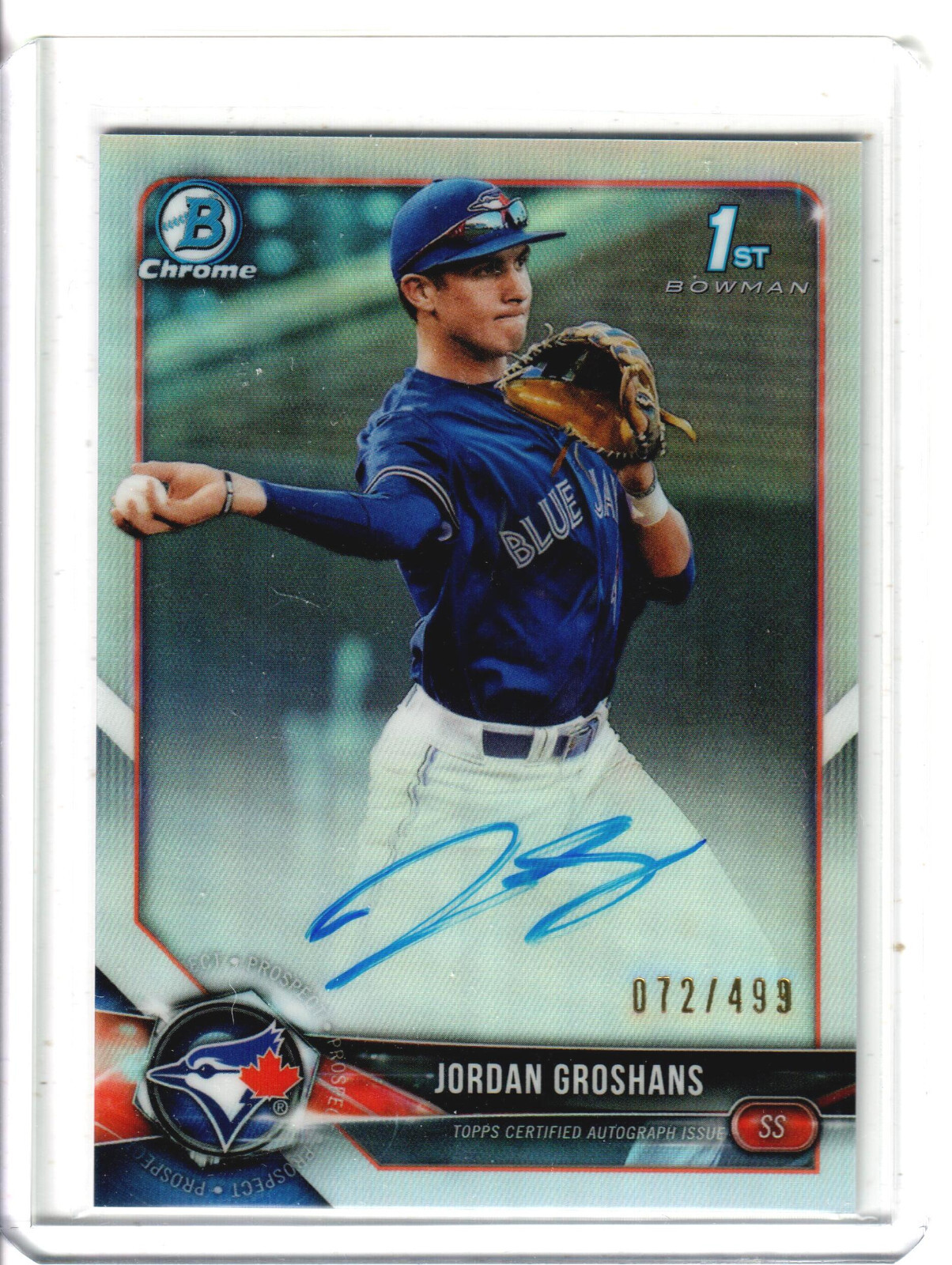 2018 Bowman Chrome Draft Jordan Groshans Refractor Auto 072/499 1st Chrome