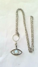F66712 UNIQUE SILVER TONE METAL OPAL OPALITE EVIL EYE PENDANT NECKLCE