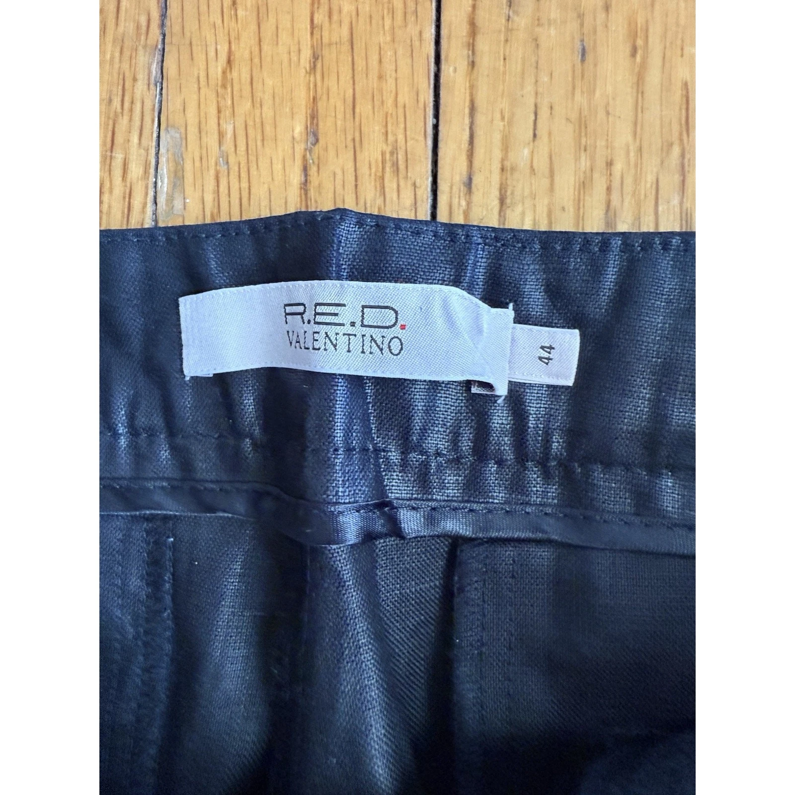 Pantalone ROSSO Valentino Made in Italy Nero Lino Crop Taglia 44 8 US