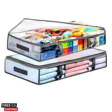 2 Pack Under Bed Storage Containers Bins, Humid-Proof Plastic Underbed Storag...