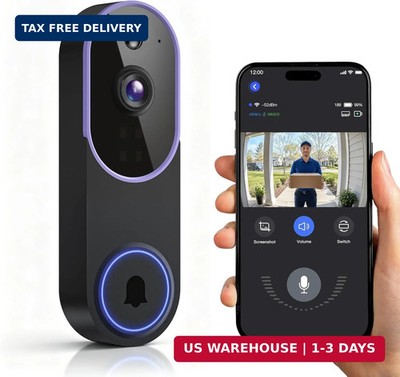 1080P HD WiFi Video Doorbell Camera Wireless Smart Door Bell with Chime 2-Way