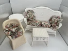 Vtg MTC Plastic Wicker Barbie Patio Furniture Set 1989 Sofa Table Chair  1:6