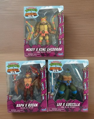 TMNT X GODZILLA Playmates Leonardo Michelangelo Raphael (NEW) Complete Set of 3