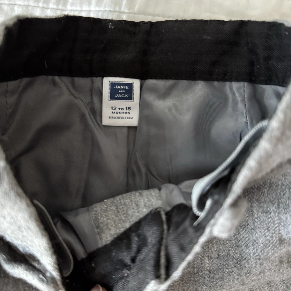 Pantalones de vestir Janie and Jack bebé niño gris mezcla de lana, talla 12-18 meses, forrados Foto 3 de 4