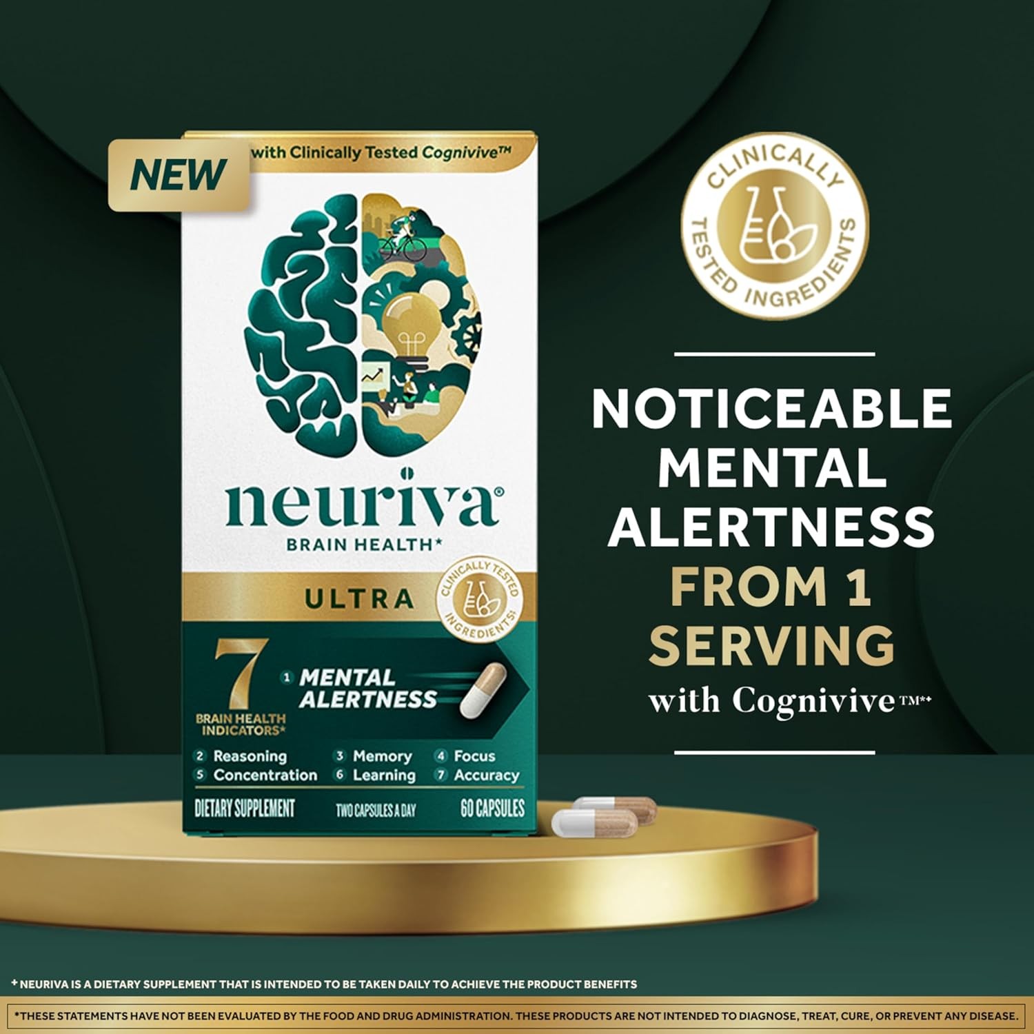 Neuriva Ultra Brain Health  Memory  Focus  Mental  Alertness 60 Caps