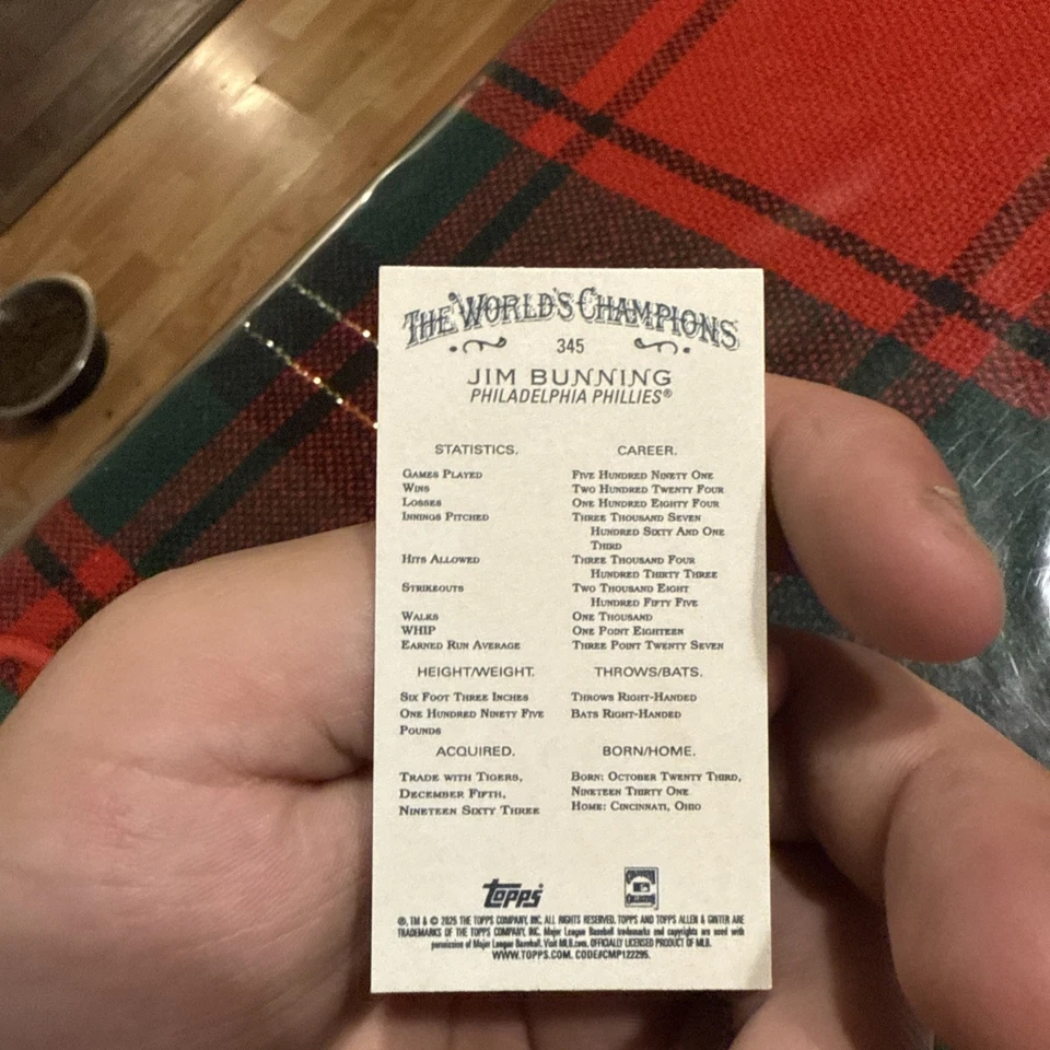 Jim Bunning 2025 Topps Allen & Ginter Negro Borde Mini #345 Foto 2 de 2