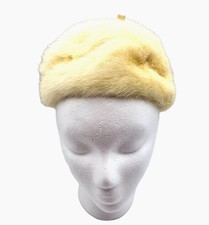 Vintage 1960s Fur Pillbox Hat Ivory Burdines Sunshine Fashions Size Small