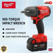 Electric Brushless Impact Wrench 1300Nm High Torque 1/2 Drive 2000RPM Heavy Duty