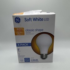 GE 4 PACK SOFT WHITE LED 40W 5W A19 Classic Shape LED 2700K 450 Lumens