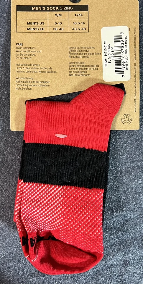 Nuevos 2 pares de calcetines Specialized para hombre sl media bicicleta S/M rojos y negros. Nylon, Spandex Foto 4 de 4