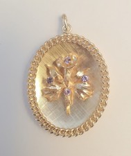 Large vintage style 14kt yellow gold & amethy...