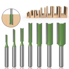 7pcs Straight Router Bit Set 1/4" Shank Carbide Tipped Double Flute Cutter C112