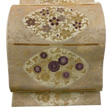 JAPANESE KIMONO BELT FUKURO OBI PURE SILK GOLD OTAIKO-GARA FF1395