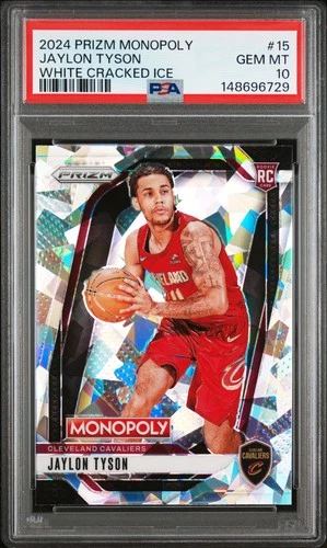 2024 PANINI PRIZM MONOPOLY WHITE CRACKED ICE #15 JAYLON TYSON ROOKIE RC PSA 10