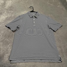 Vineyard Vines Polo Shirt Mens Small Blue White Stripe Performance Golf Stretch