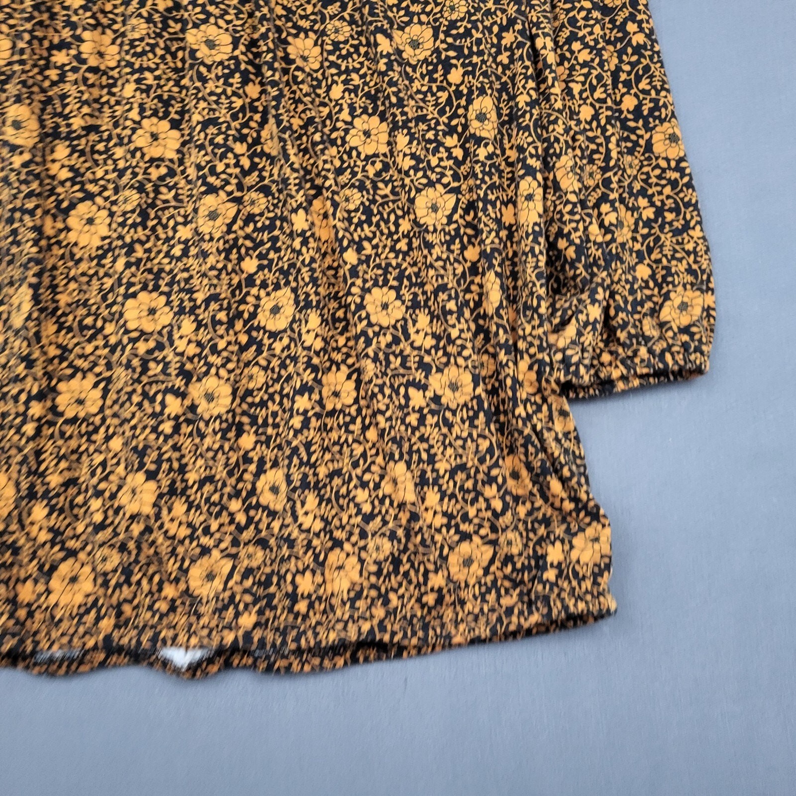 Michael Kors Blouse Womens Large L 3/4 Balloon Sleeve Floral Knit Yellow Black thumbnail 4