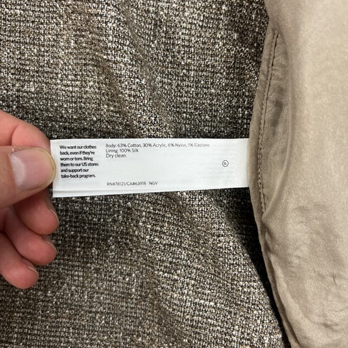 Eileen Fisher Tweedy Cotton Slub Jacket Womens XL Beige Brown Open Front NEW - Picture 7 of 12