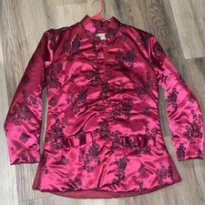 Vintage Chinese Padded Red Brocade Jacket by Fortune Dragon Phoenix S blt15m19