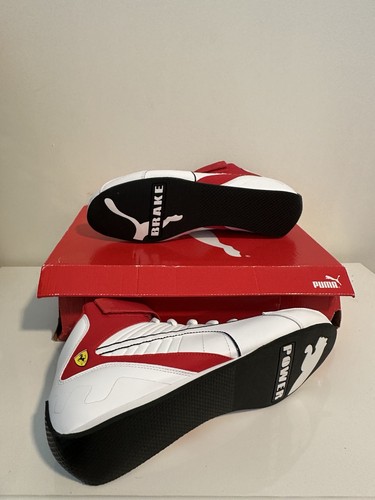 Size 13 PUMA Scuderia Ferrari Kart Cat Mid Driving Shoes White Red 307512 04 Men - Picture 2 of 6