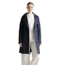 Quince Comfort Stretch Trench Navy Blue Old Money Preppy Classic Career Coat XXL