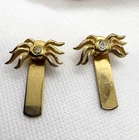 Vintage Gold Tone Spider Hair Slide Diamond Chip Gothic Costume Jewelry Pair
