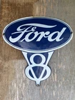 FORD V8 porcelain sign advertising vintage garage 24" USA FOMOCO Hot Rod logo