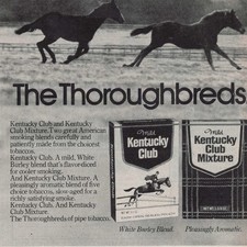 1976 Vintage Print Ad Kentucky Club Pipe Tobacco Thoroughbreds Mild Mixture