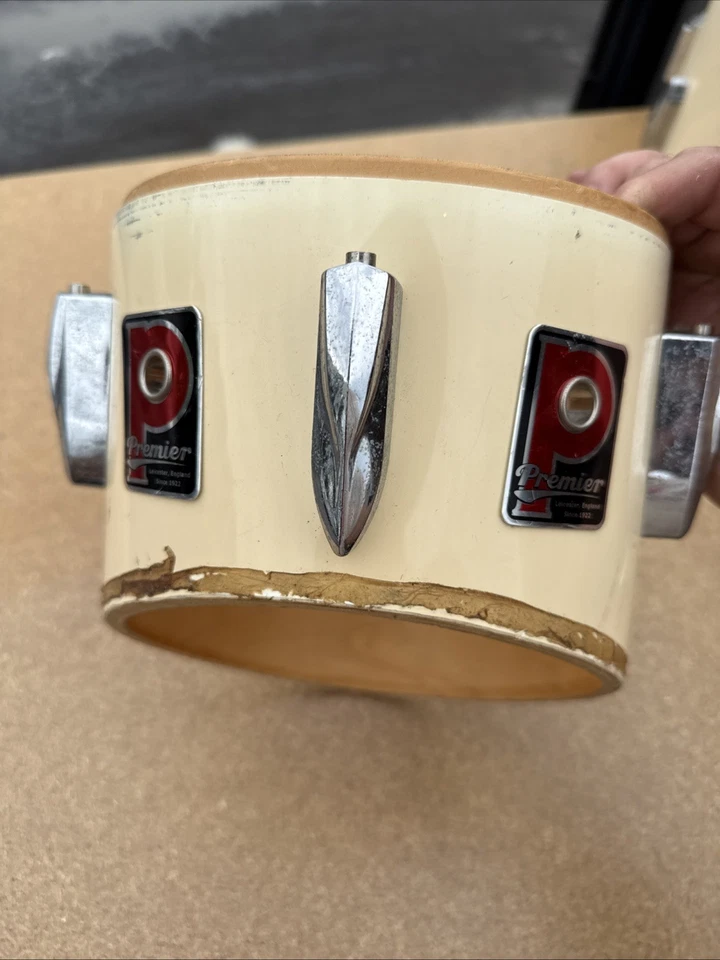 Винтажный крем Premier Marching Tom 8 дюймов только оболочка сделано в Англии - Изображение 2 из 4