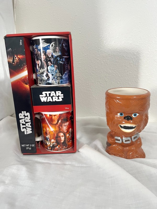 IOP STAR WARS GALERIE PAIR OF COFFEE MUGS CUPS AND CHEWBACCA CERAMIC GOBLET