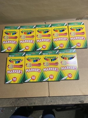 Crayola Markers 10 Classic Colors In Ea Pack- Fine Line Tip Lot of 9 Packs (2601