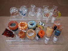 14mm  18mm bowls WITH DISPLAY Rack - 22 GLASS BOWLS LOT  Retail Holder