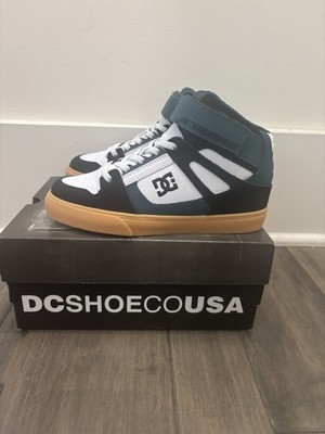 NEW DC shoes Boys Pure Hi Top EV Black Green Gum Skate Sneaker 1.5 NIB