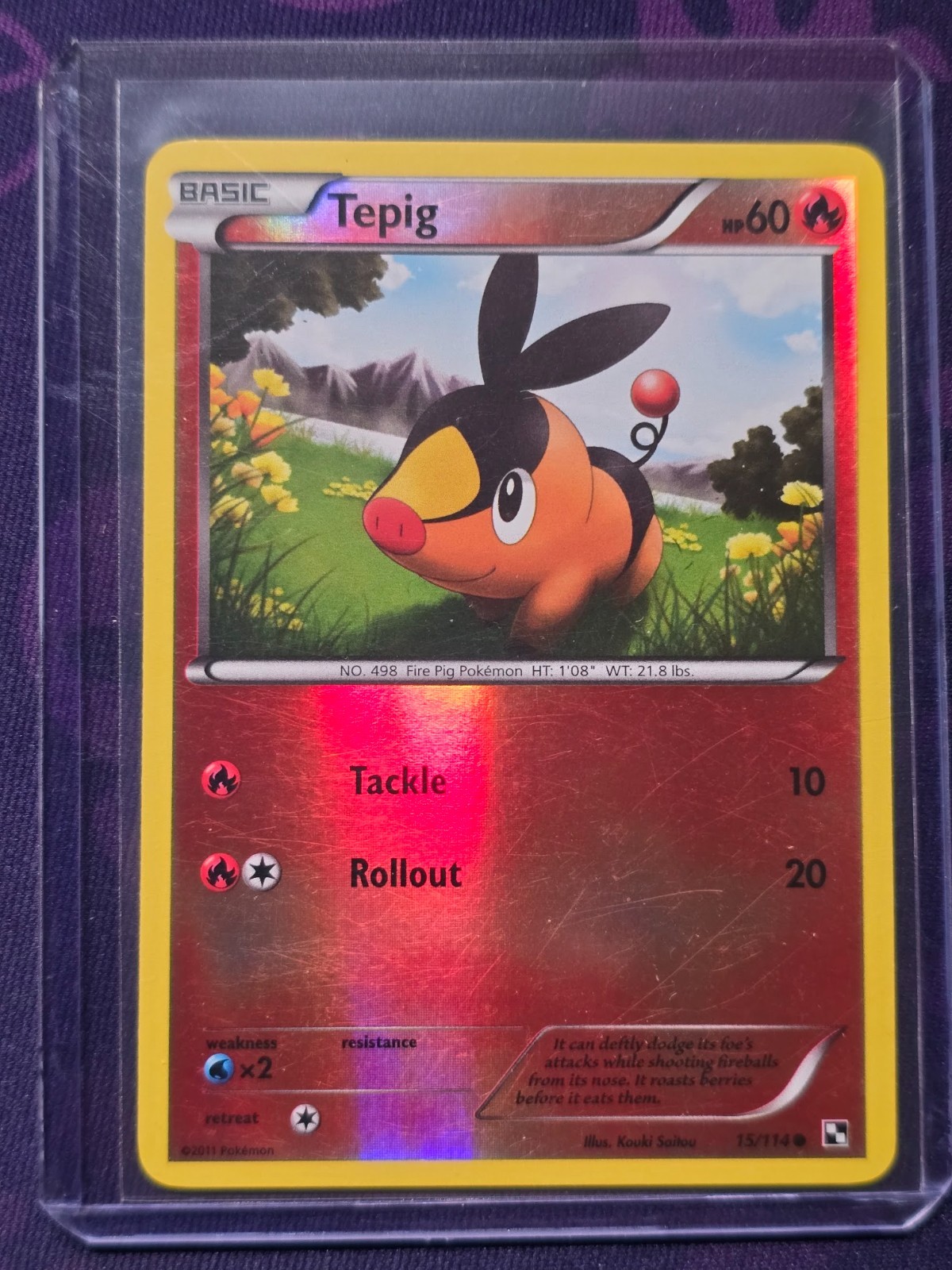 Tepig 15/114 Reverse Holo Black and White Pokemon Card LP