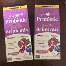 Enzymedica SubCulture Berry Blast Probiotic Powder Daily Drink Supports Gut X 2