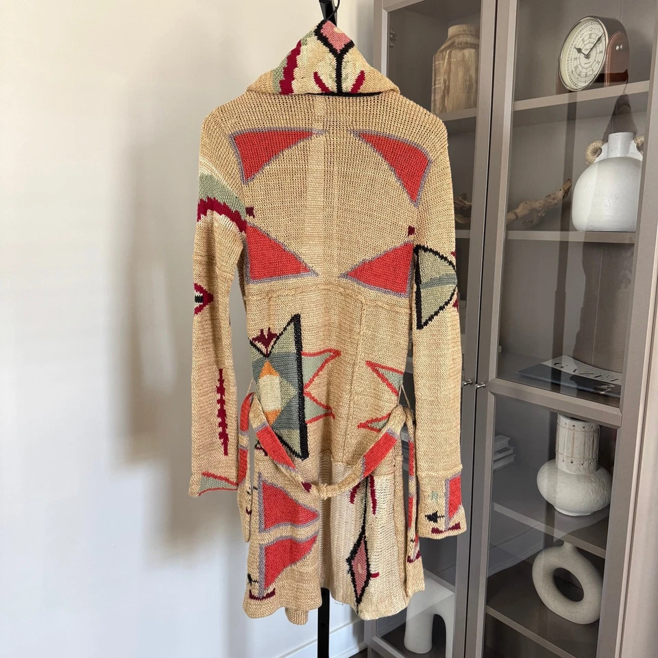 Cárdigan Ralph Lauren Southwestern Intarsia Tejido Cinturón M Suéter de Lino Azteca Foto 4 de 4