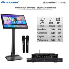 InAndon KV 503 PRO 22" Touch screen Karaoke Player Mix ECHO 2*Mics 4T 77K songs